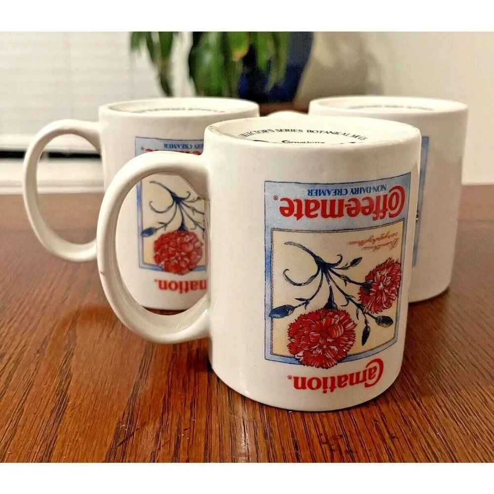Vtg 1993 Carnation Coffee-mate Coffee Mugs Botanical Collector's Series Lot of 3